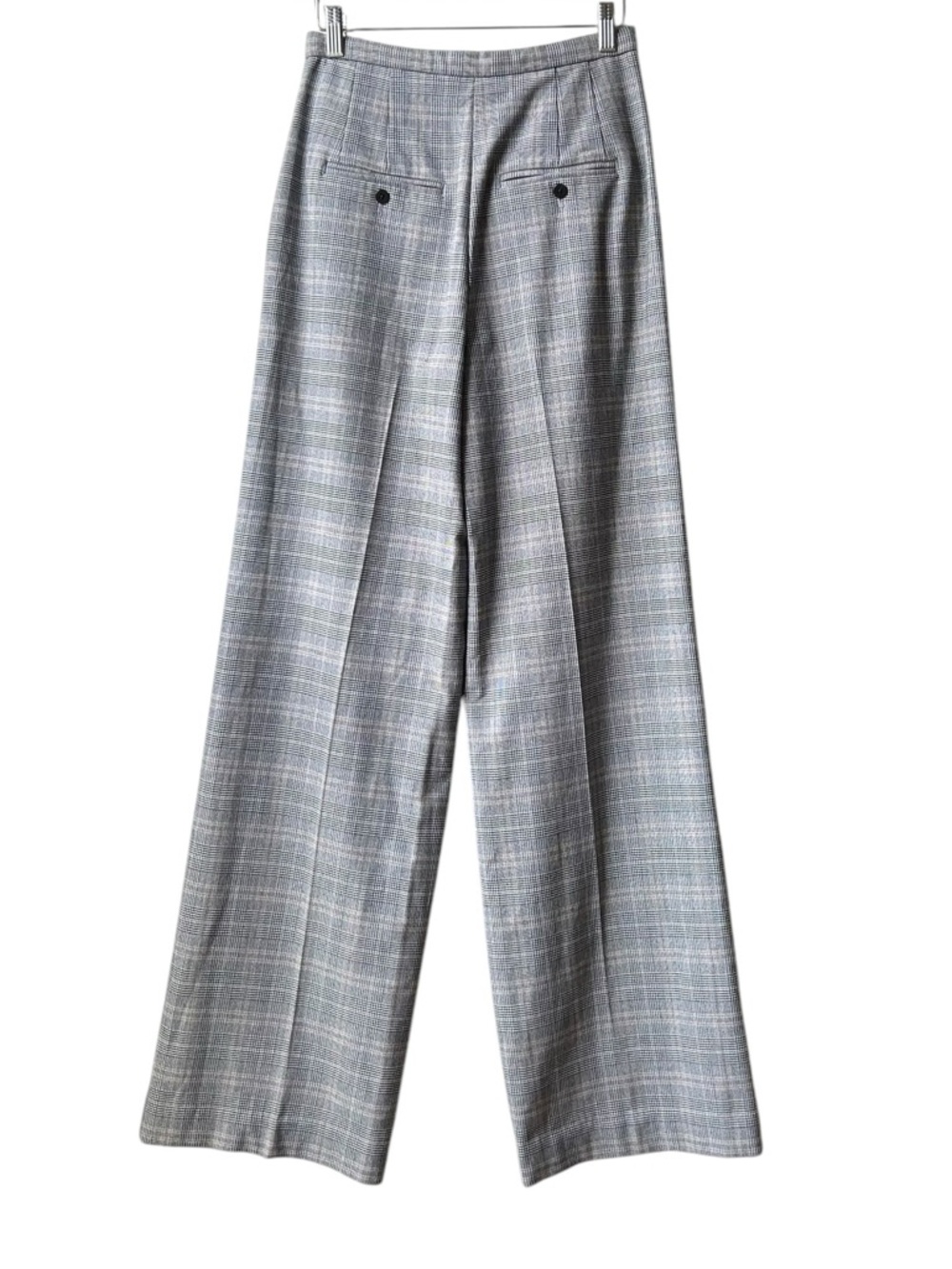 Aritzia Babaton Grey Cascade Plaid Pants High Rise Wide Leg Sz 6 - Picture 8 of 15